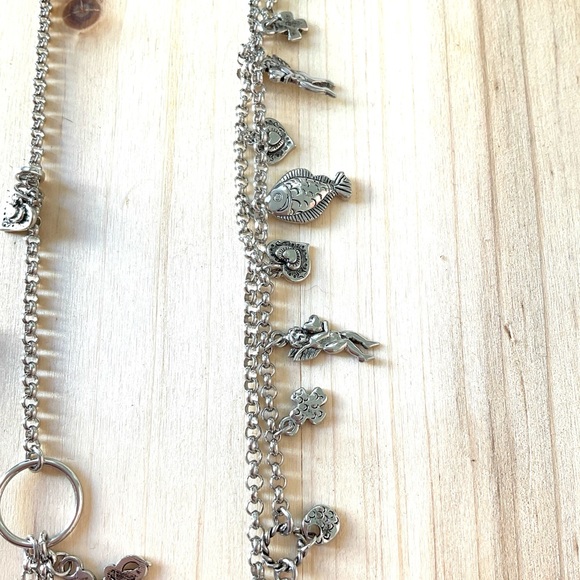 NWT cookie Lee silver cherub heart charm hoop earrings long necklace set lot 3 - Picture 5 of 7